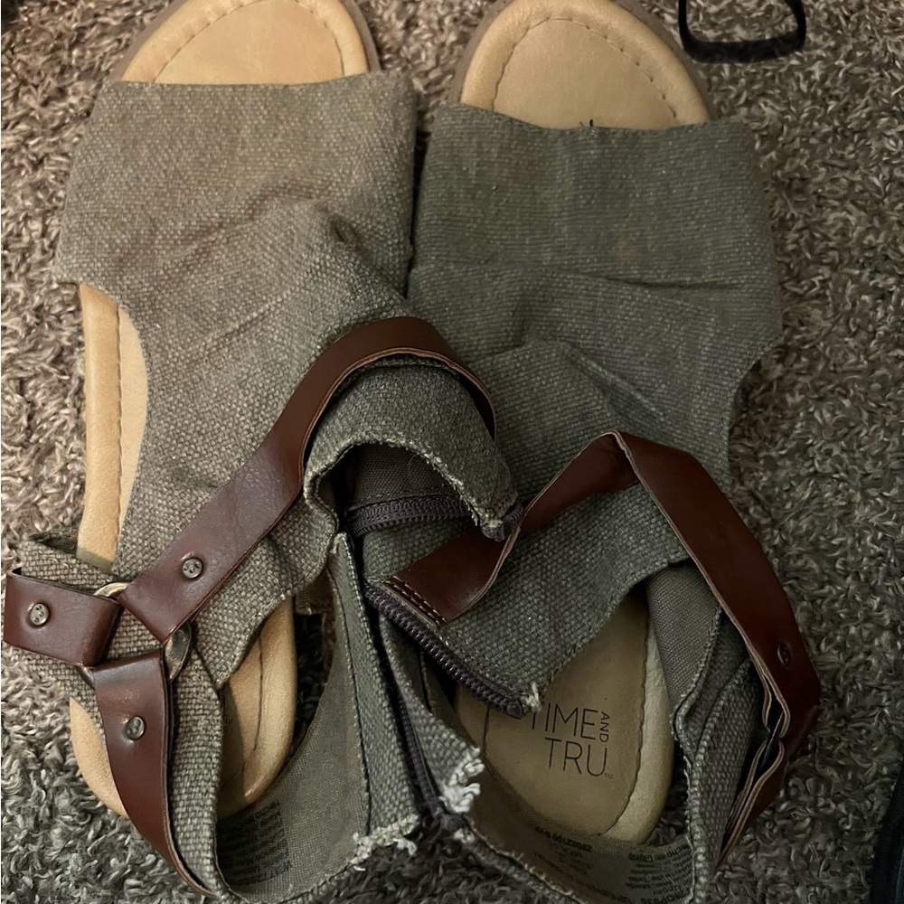 Time and Tru Women's Sandals - Brown and Gray
